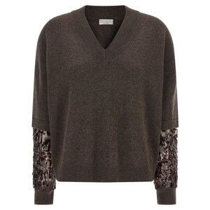 Brunello Cucinelli Sequin Sleeve Sweater - NWT